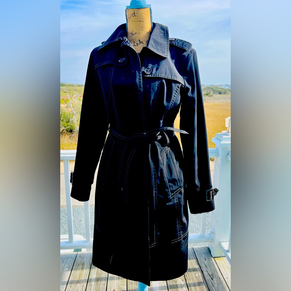 Beautiful black lined mid length dress coat
